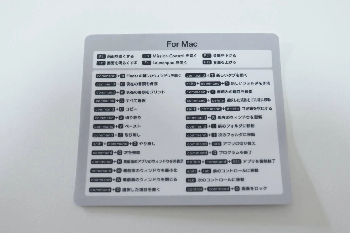 ダイソー ショートカットキーステッカー ダイソーのショートカットキーステッカーのMac版