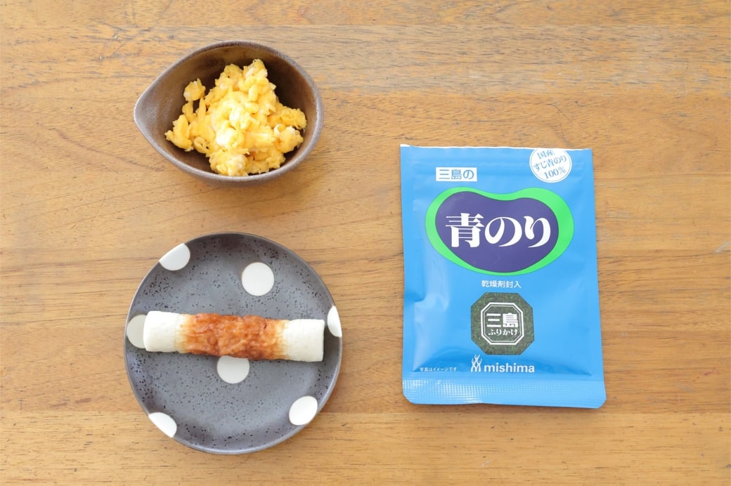 「ちくわとたまごと青のりおにぎり」